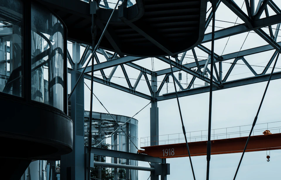 Steel members within an industrial building